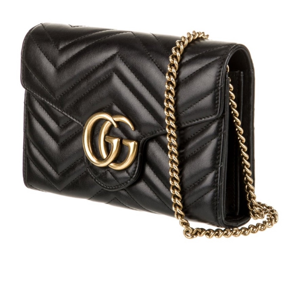 Gucci Leather GG Marmont Wallet on a chain